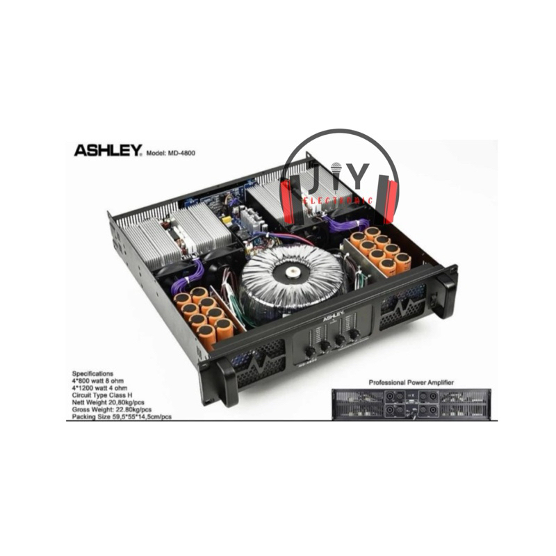 Power Ashley 4 Channel Class H MD4800 MD-4800 MD 4800 Original