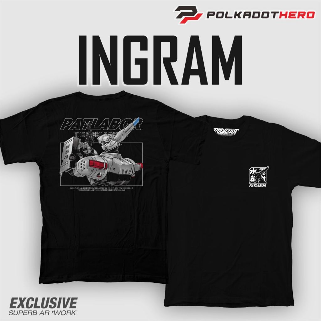 POLKADOT HERO KAOS PRIA REAL ROBOT INGRAM PATLABOR MOBILE POLICE BIG SIZE | COTTON COMBED 24S