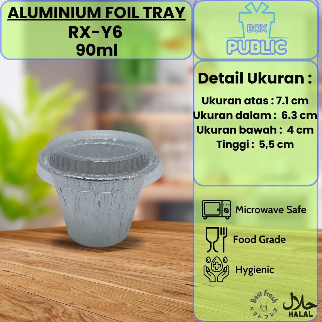 Aluminium Foil Cup 90ml RX Y6 + Tutup - Mini Cup Makanan Alutray Foil Cup Kecil RX-Y6 Cup RXY6