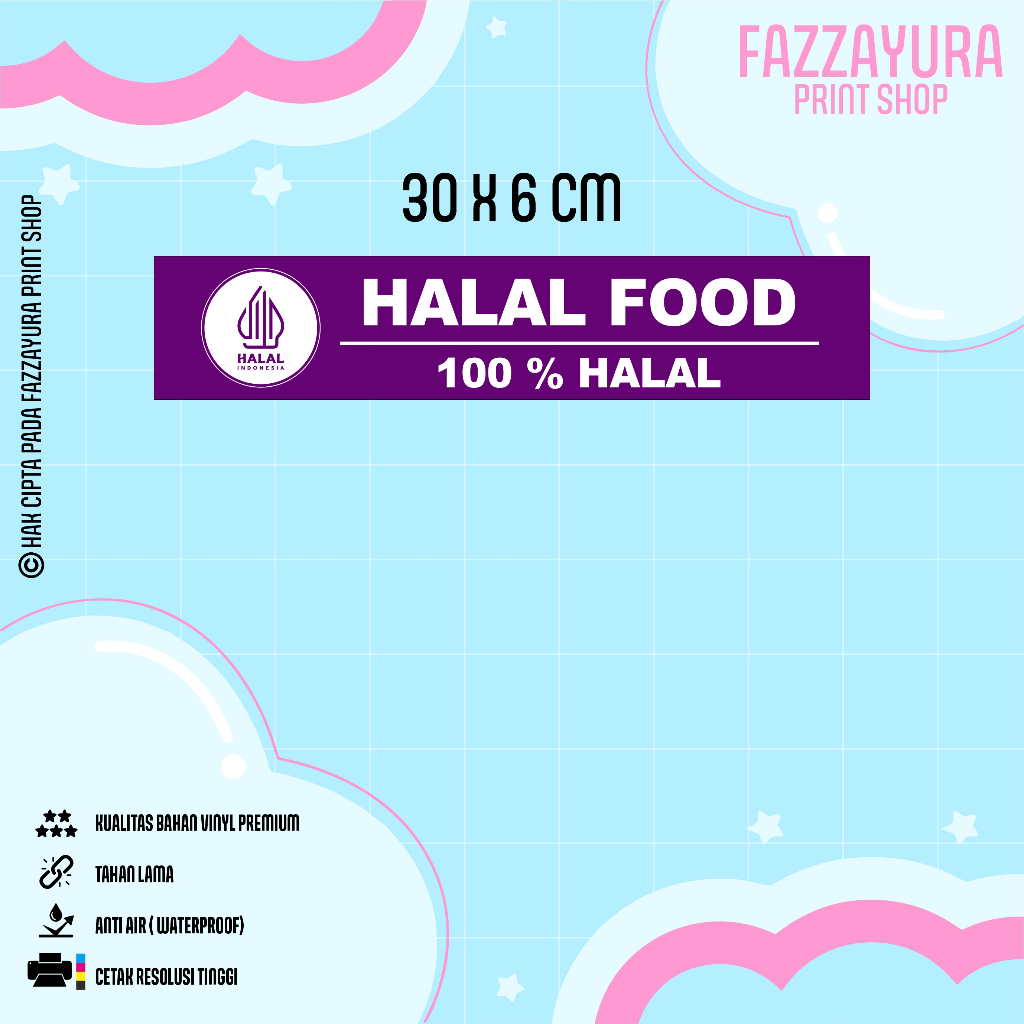 

STICKER HALAL FOOD 100% HALAL 30 X 6 CM