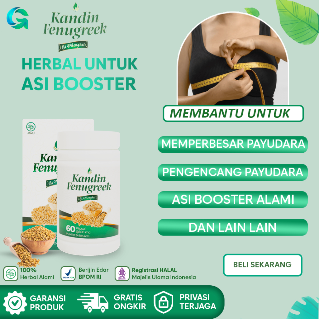 Obat Pengencang Payudara Ampuh Pembesar Payudara Payudara ideal Ekstrak Fenugreek Isi 60 Kapsul - Si