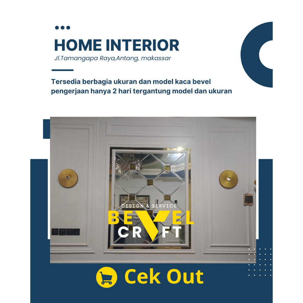 ( 2-3 hari jadi ) Cermin Bevel Ruang Tamu - [ MODEL DIAMOND ]