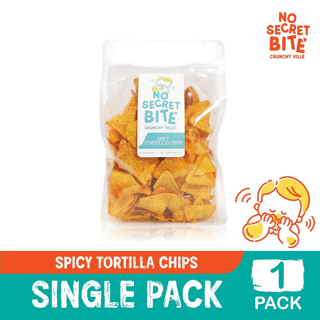 

NO SECRET BITE - Makanan Ringan Snack Keripik Jagung Pedas Spicy Tortilla Chips SINGLE PACK 150g