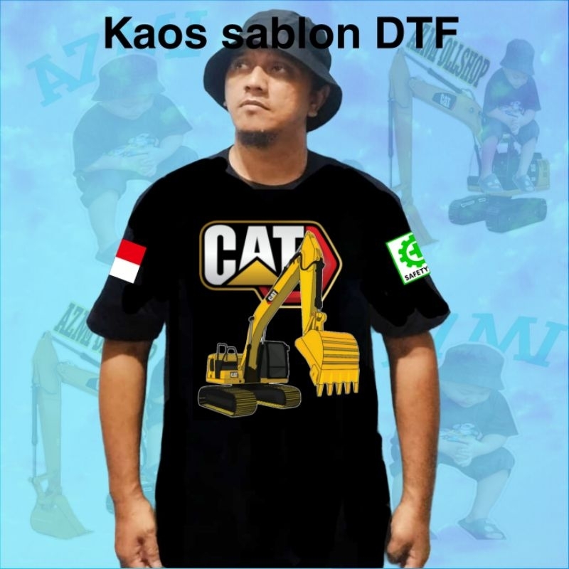 Baju kaos excavator cat sablon DTF