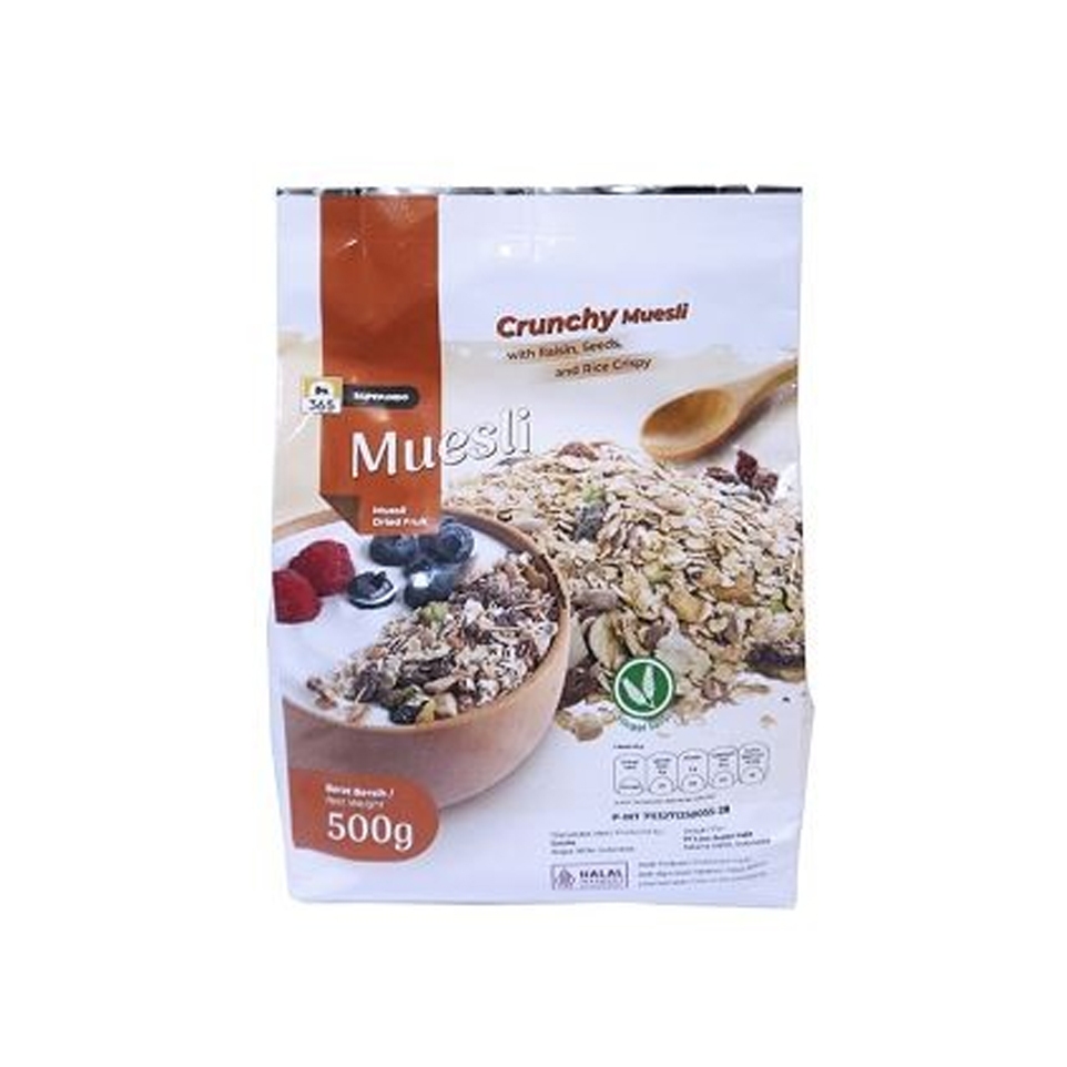

Muesli Dried Fruit 365 Sereal Sarapan Vegan oat apermut 500g 500 gram