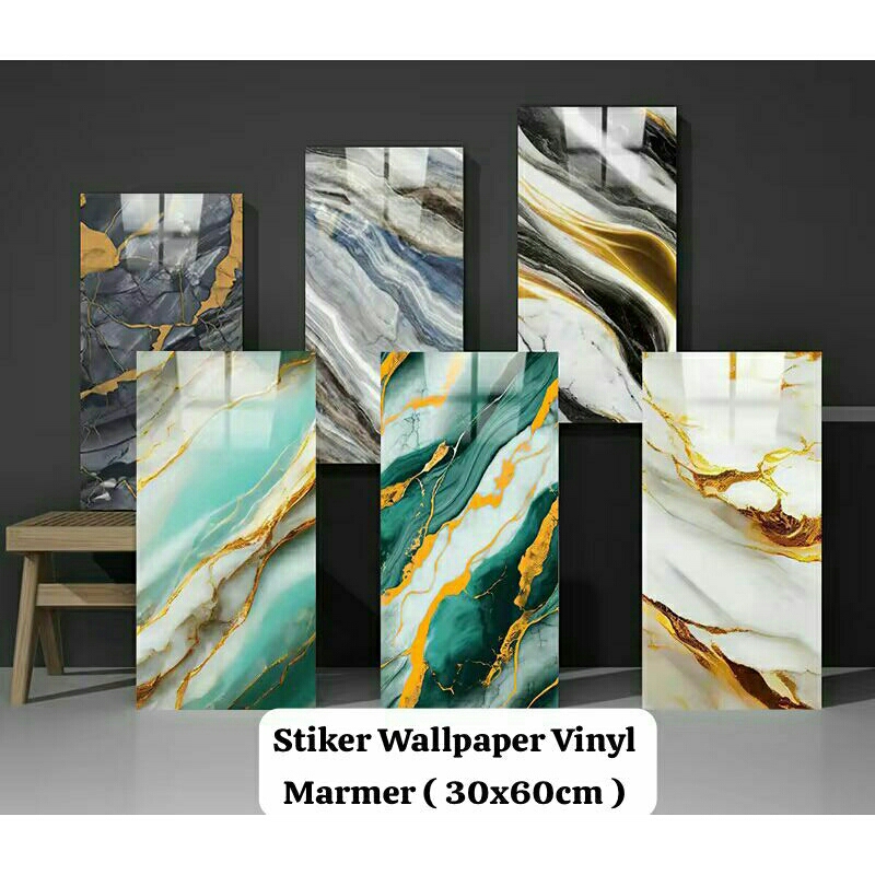 WALLPAPER STICKER DINDING 30X60 MARBLE VINYL WALLPAPER FOAM BATAM MURAH - DEKORASI RUANG TAMU DAPUR 