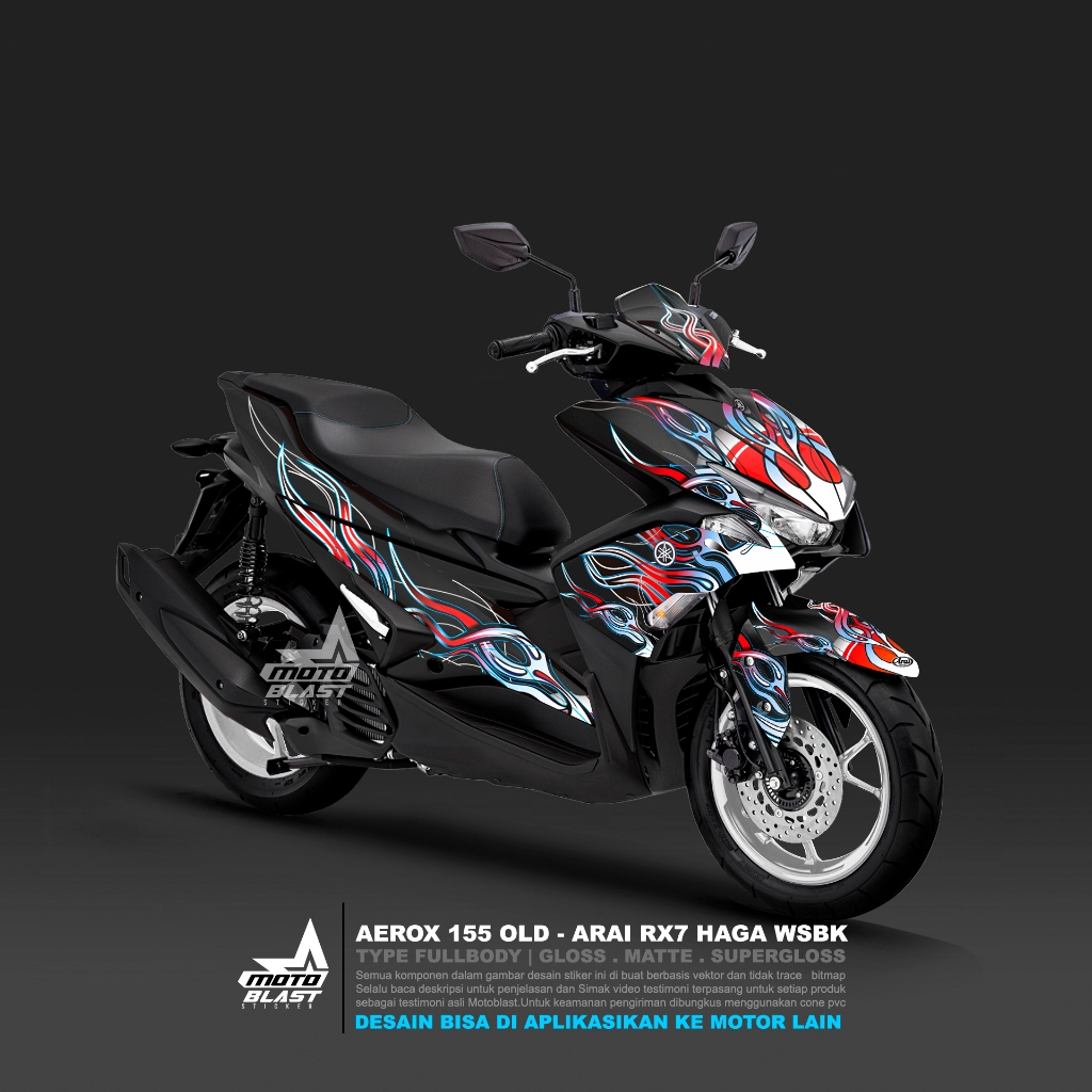 Decal stiker Yamaha Aerox 155 Old  Tema Helm Arai RX7 Haga WSBK Fullbody Motoblast