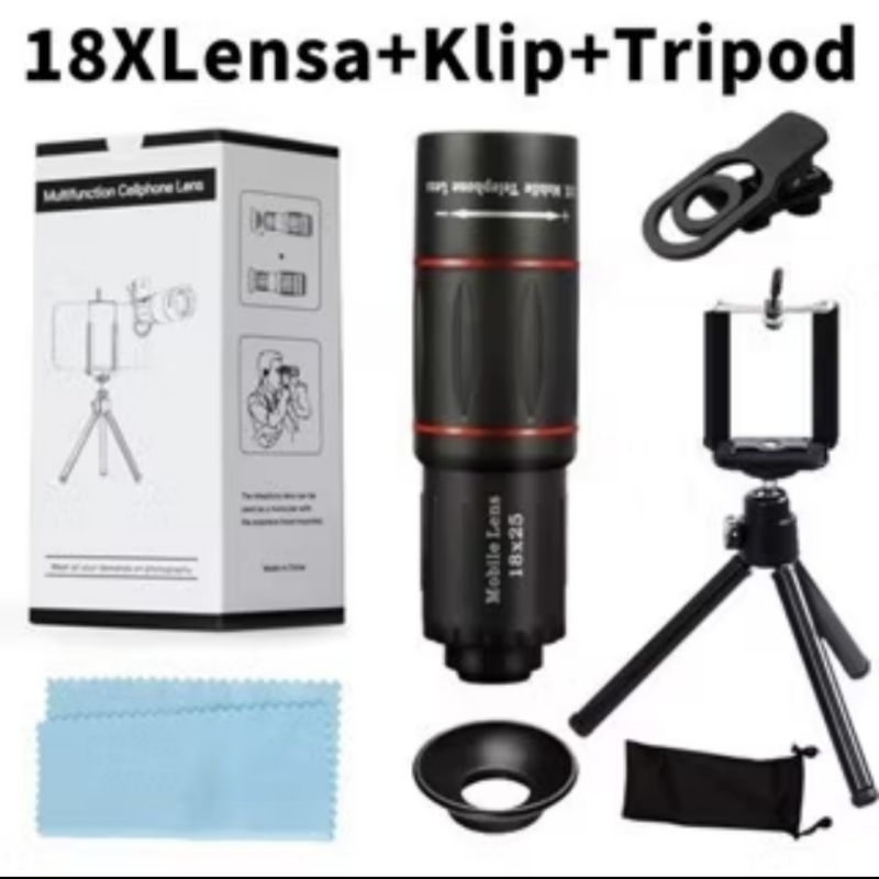 Lensa Apexel 18x Lensa Zoom Kamera HP Apexel lensa apexel 18x zoom dengan Tripod (baru)