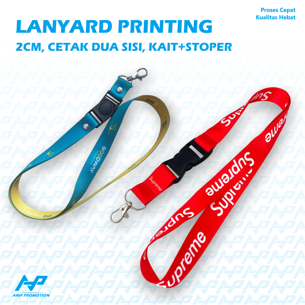 

Lanyard Printing Cetak Dua Sisi 2cm Kait + Stoper