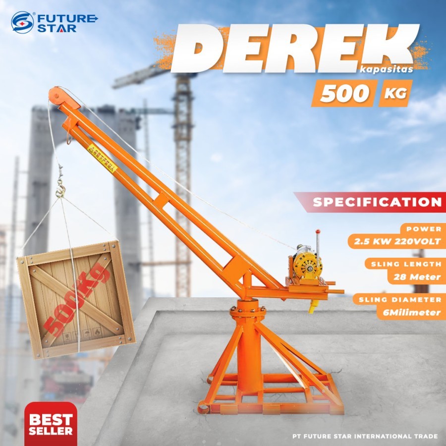 Derek Listrik Pengangkat Mini Truck Engine Shop Crane 0.5/1 Ton Alat Dongkrak Angkat Mesin Mobil 500