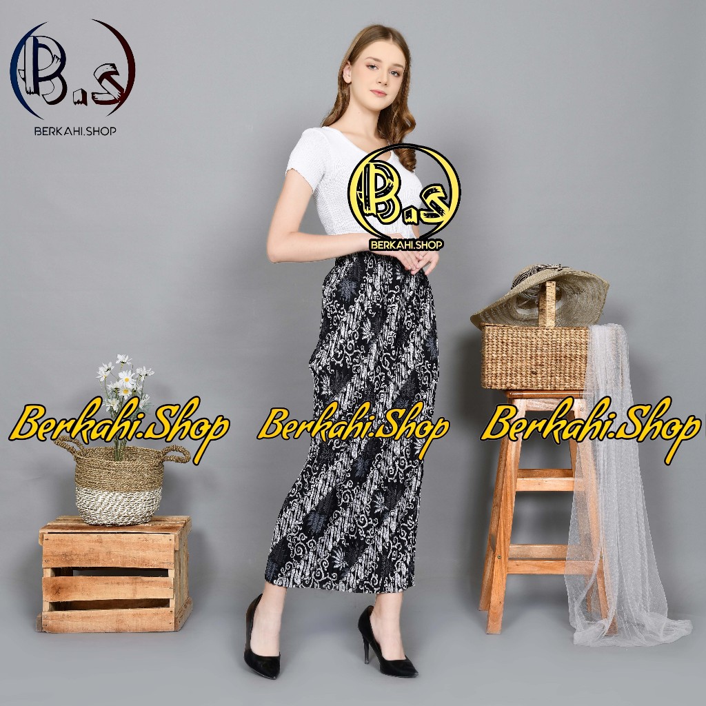 Rok Plisket / Rok Plisket Batik/ Kain Rok plisket batik bawahan kebaya | motif kenanga sliver