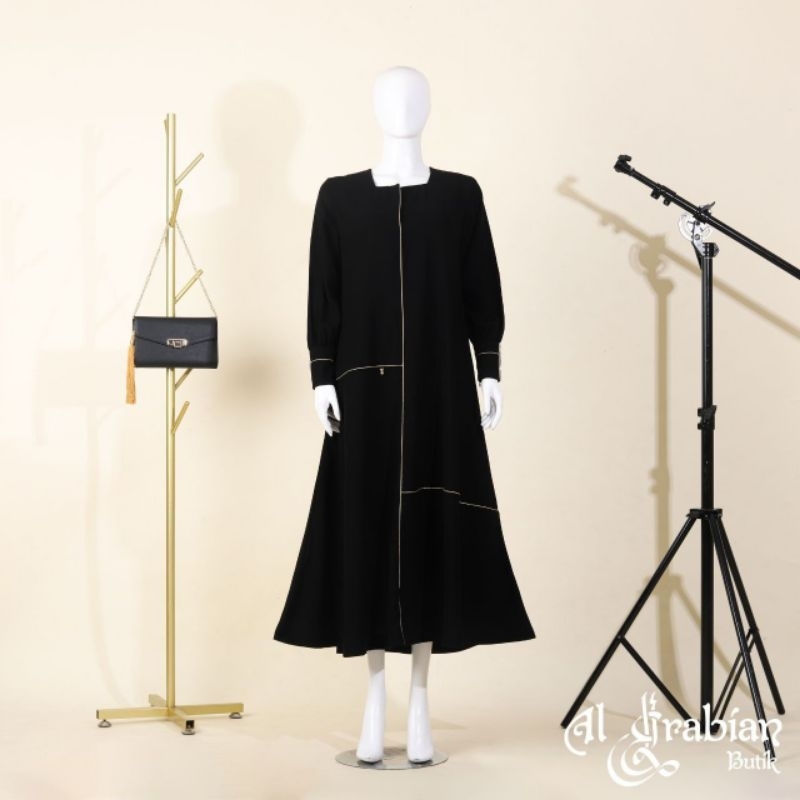 GOLDEN BLACK ABAYA BY AL ARABIAN BUTIK | ABAYA PREMIUM JETBLACK ARABIAN | DRESS SYAR'I | ABAYA AL AR