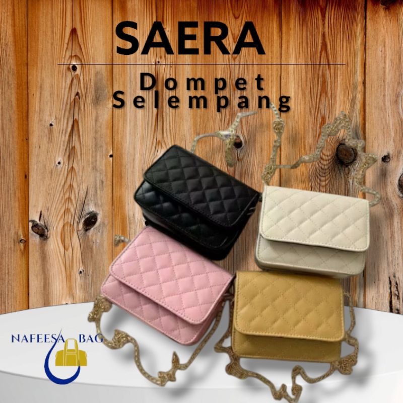 SAERA- Dompet Selempang wanita, Quilting Tali rante