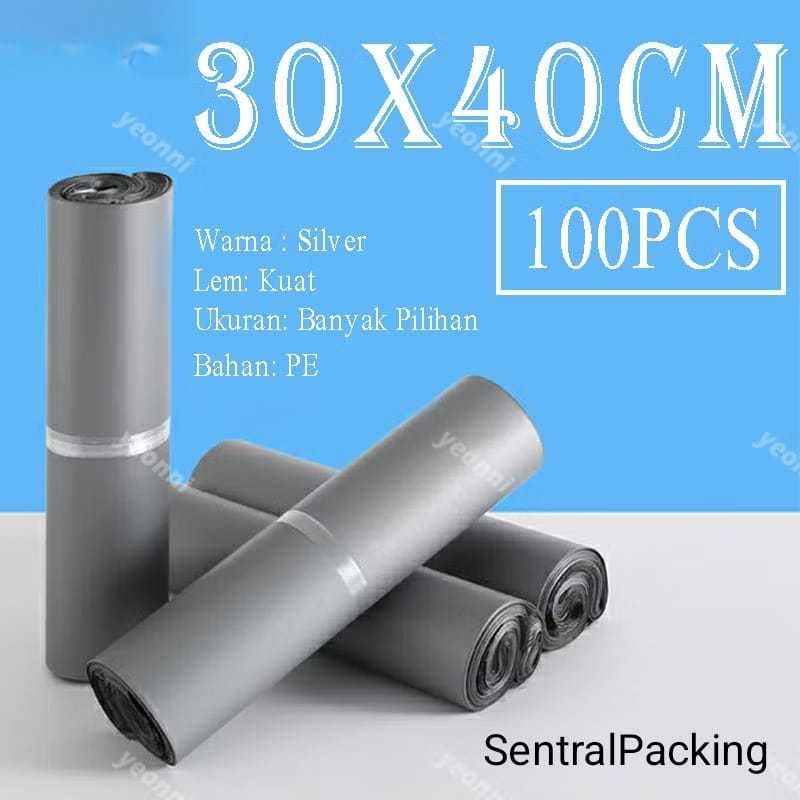 

PROMO !!! Plastik Packing Polymailer LDPE SILVER 30X40CM + Lem sekat 100 LEMBAR