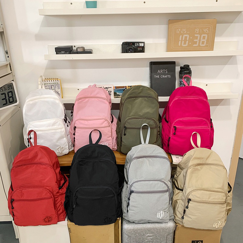 RANSEL CASUAL UNISEX MOTIF KOTAK-KOTAK KECIL, BAHAN RINGAN