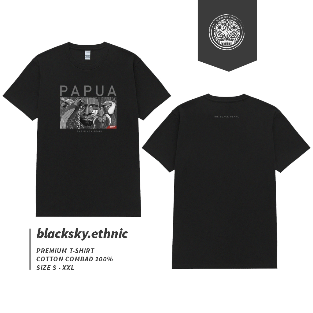 Kaos PAPUA - THE BLACK PEARL | Baju Etnik | Baju kaos Papua | baju papua | Baju papua | kaos papua |