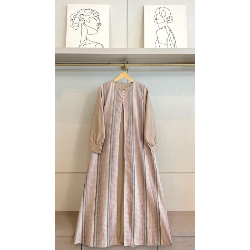 Aminah Set Dress Triset Athayaa Daily | Pakaian Setelan Gamis Inner Outer Wanita Original