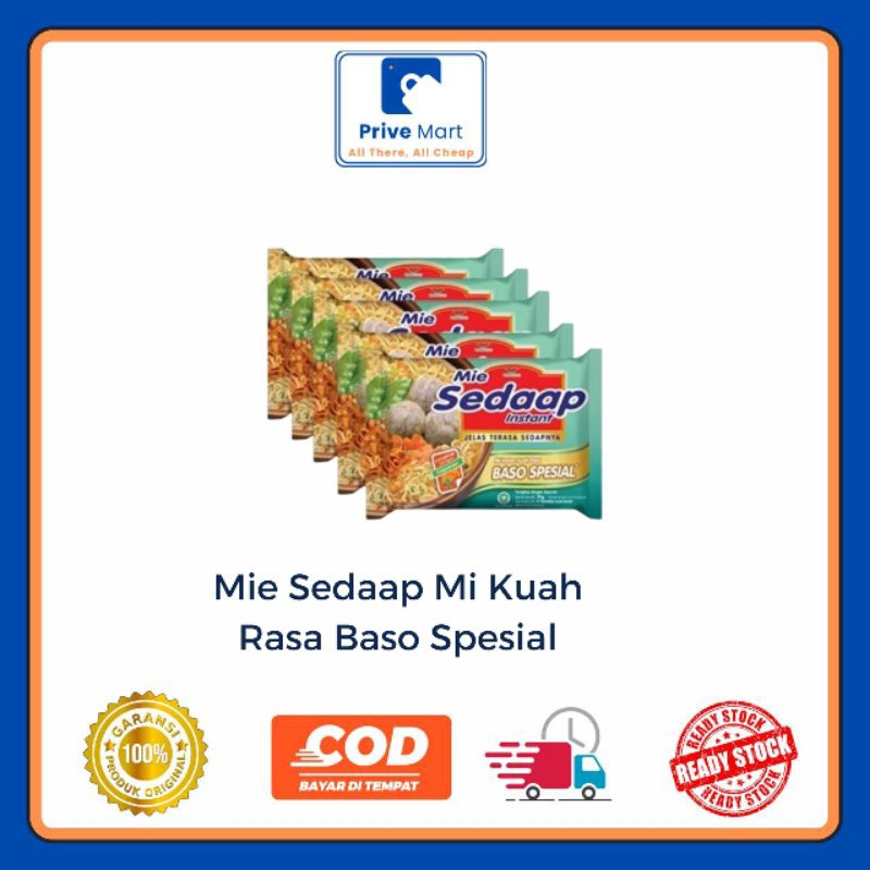 

Mie Sedaap Mi Kuah Rasa Baso Spesial 77g Prive Mart