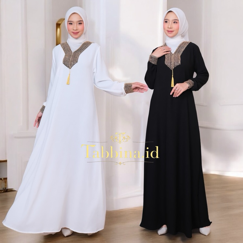 Tabbina - Abaya Gamis Muslim Wanita Humaira Abaya Turkey Terbaru Crinkle Airflow Luxury - Abaya Hita