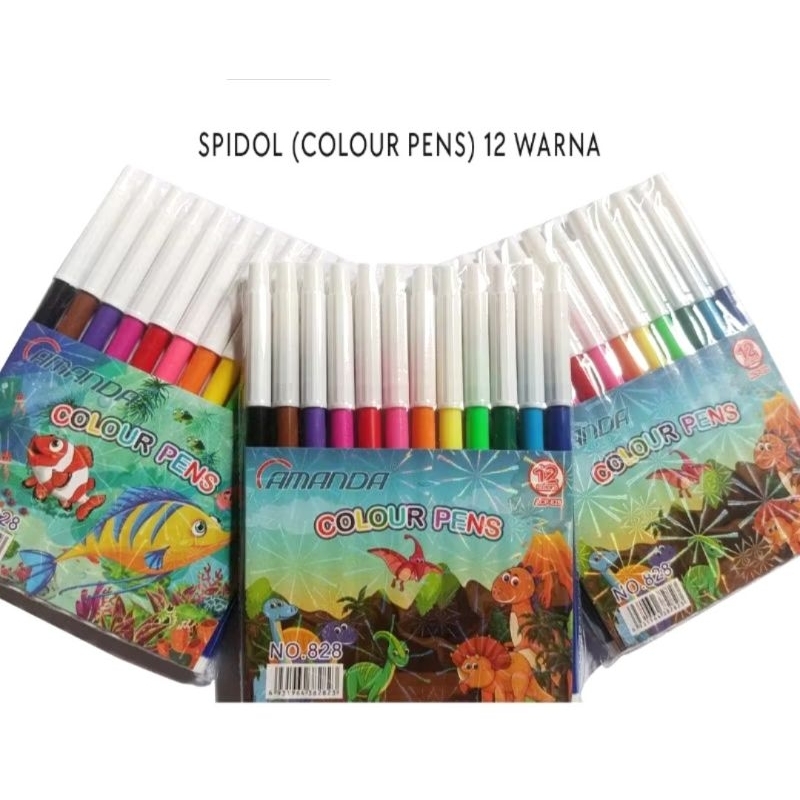 

SPIDOL AMANDA 12 WARNA 828 / Colour Pen / PensilMarker Amanda 12 Warna Color 828 Bagus Murah