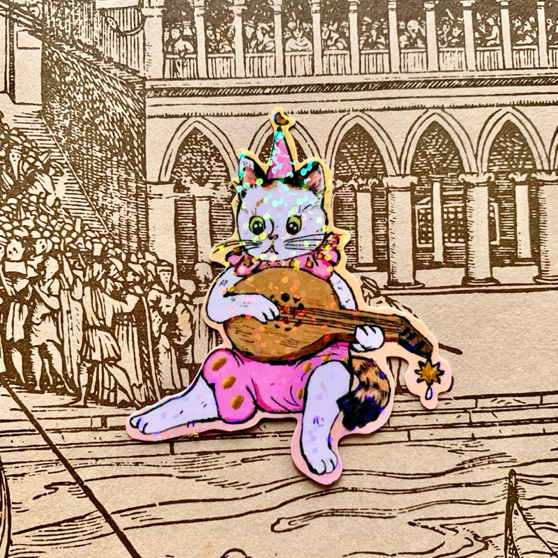 

Vinyl Sticker Flake - Daphne Playing Lute