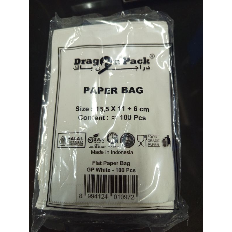 

paper bag putih 15,5 x 11 + 6