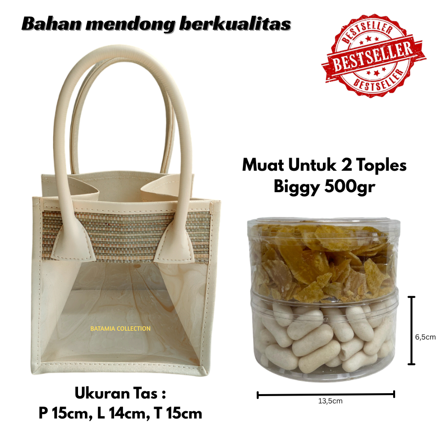 Tas Mika Mendong Isi 2 Toples Tas Hampers Mika Transparan Keranjang Parcel Lebaran
