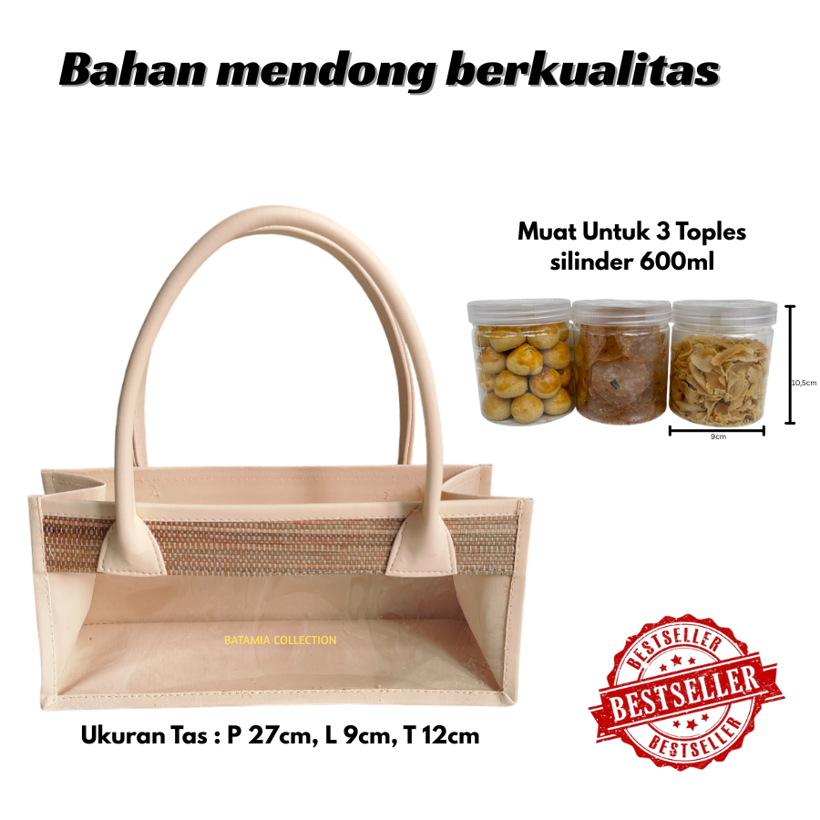 Tas Mika Mendong Untuk Isi 3 Toples Model Panjang Tas Mendong Parcel Mika Transparan
