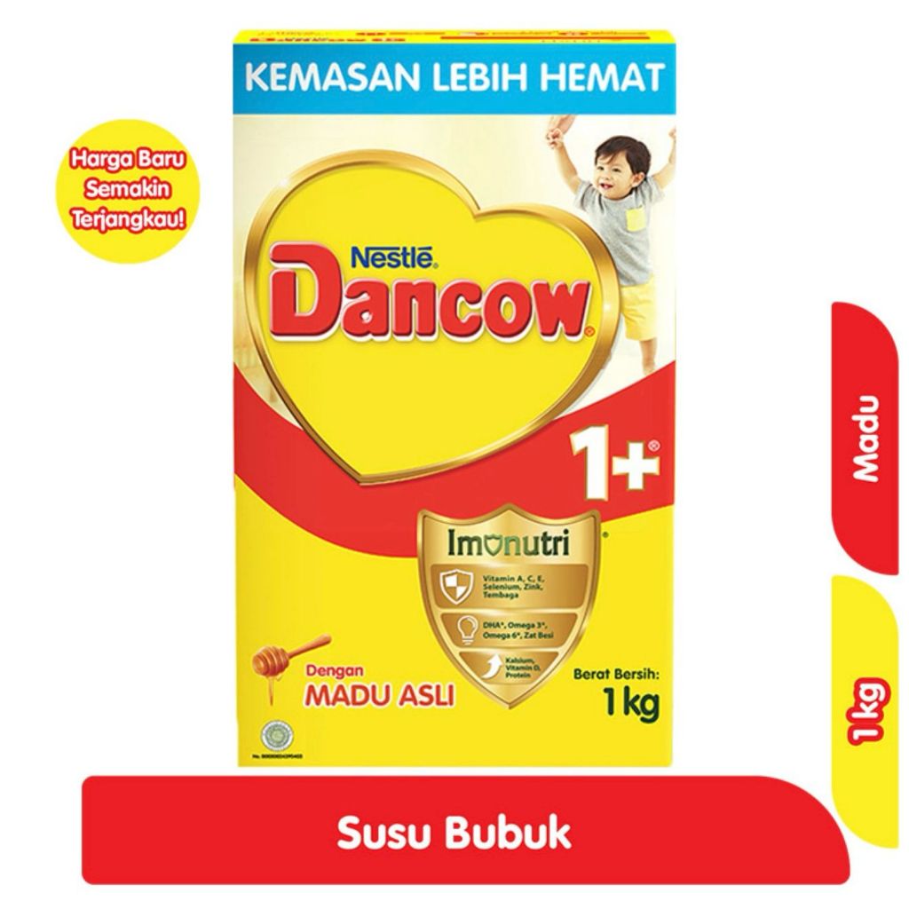 

DANCOW 1+ / 3+ / 5+ Madu Vanila Kemasan 1kg / Susu Dancow 1kg 1+ Vanila & Madu