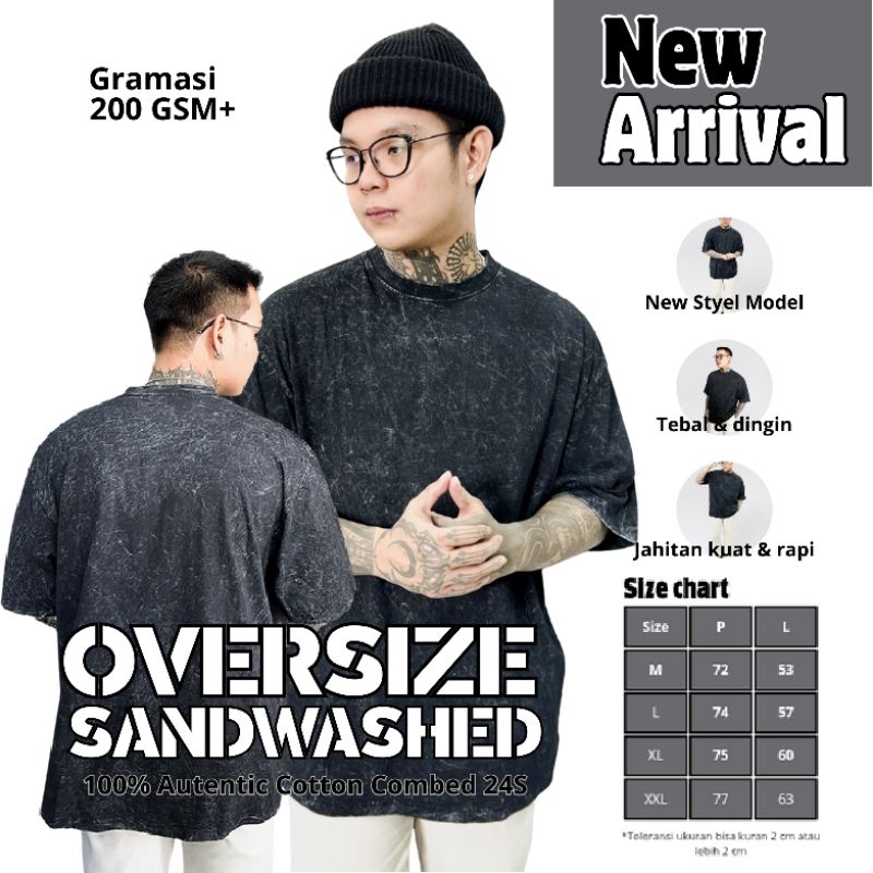 Kaos Oversize Pria Washed Premium