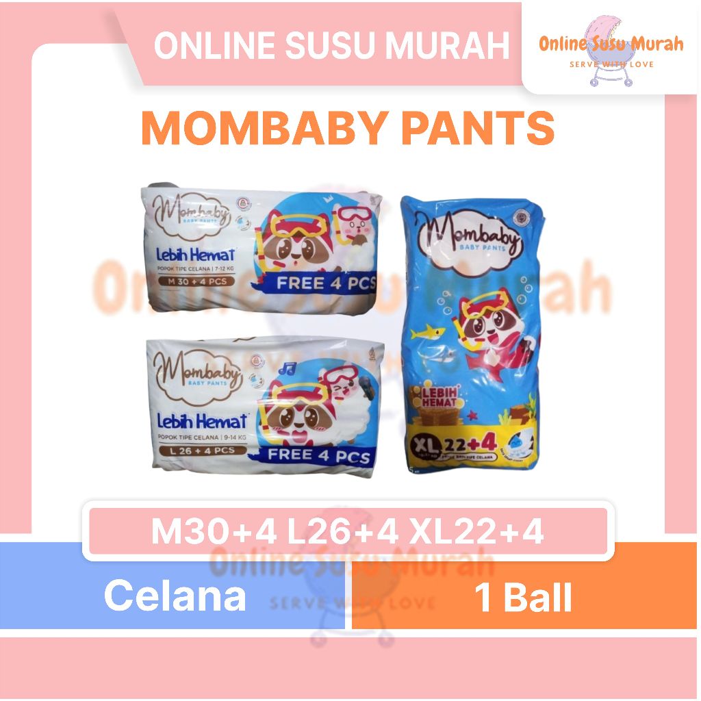 MOMBABY PANTS M30+4 L26+4 XL22+4 MOM BABY M 30+4 L 26+4 XL 22+4 PPKS