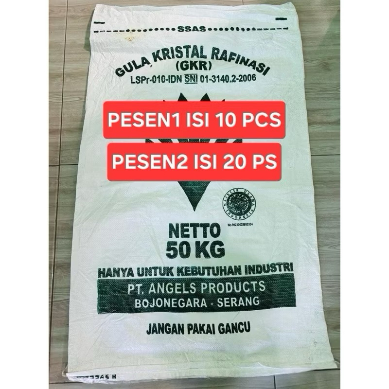 KARUNG BEKAS GULA KRISTAL RAFINASI 50kg ISI 10 PCS ORIGINAL 100%