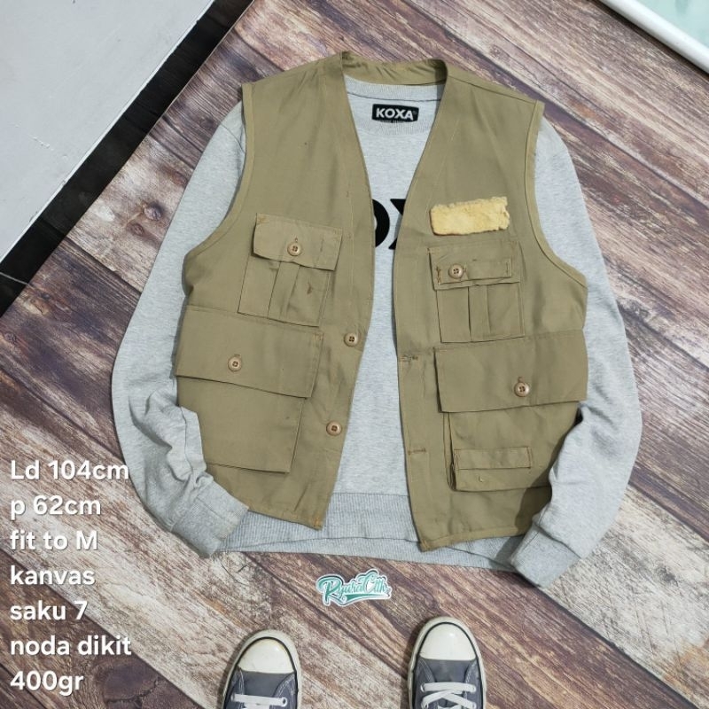 VS8 vest rompi tactical fishing Saftbak size M kanvas multi pocket cowok pria wanita cewek unisex ca