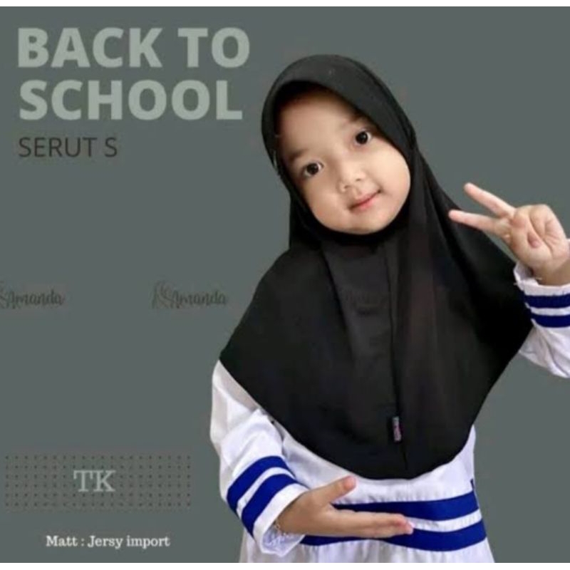 hijab amanda anak tk serut bahan jersey warna khusus sekolah