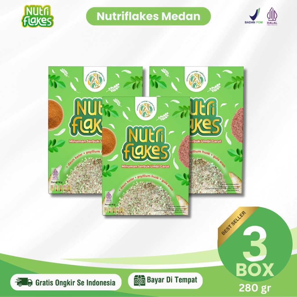 

Nutriflakes - Sereal Umbi Garut Mengatasi Asam Lambung Original 3 Box