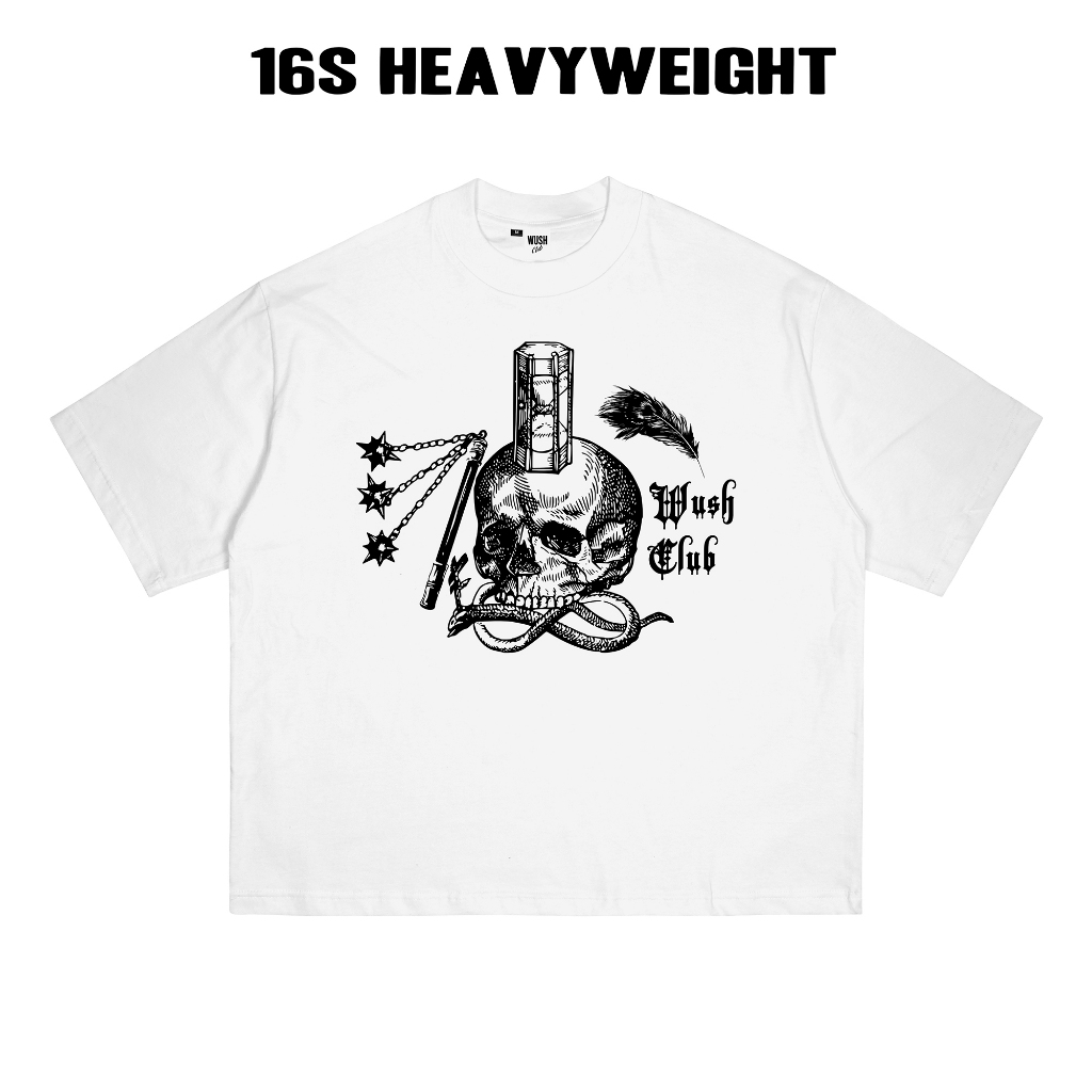 WUSH CLUB 16S BOXY FIT HEAVYWEIGHT TEE BAJU KAOS DISTRO PRIA WANITA OVERSIZE COTTON COMBAD DAGE PUTI