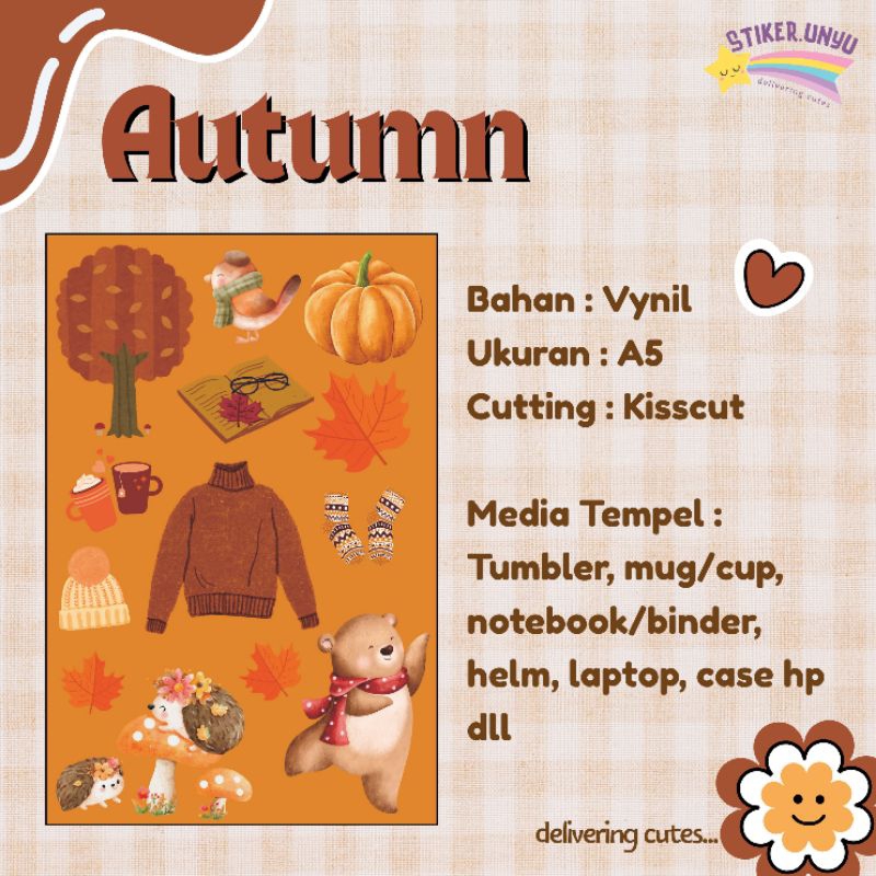 

Sticker Aesthetic Autumn | Stiker Hiasan Tema Autumn ukuran A5