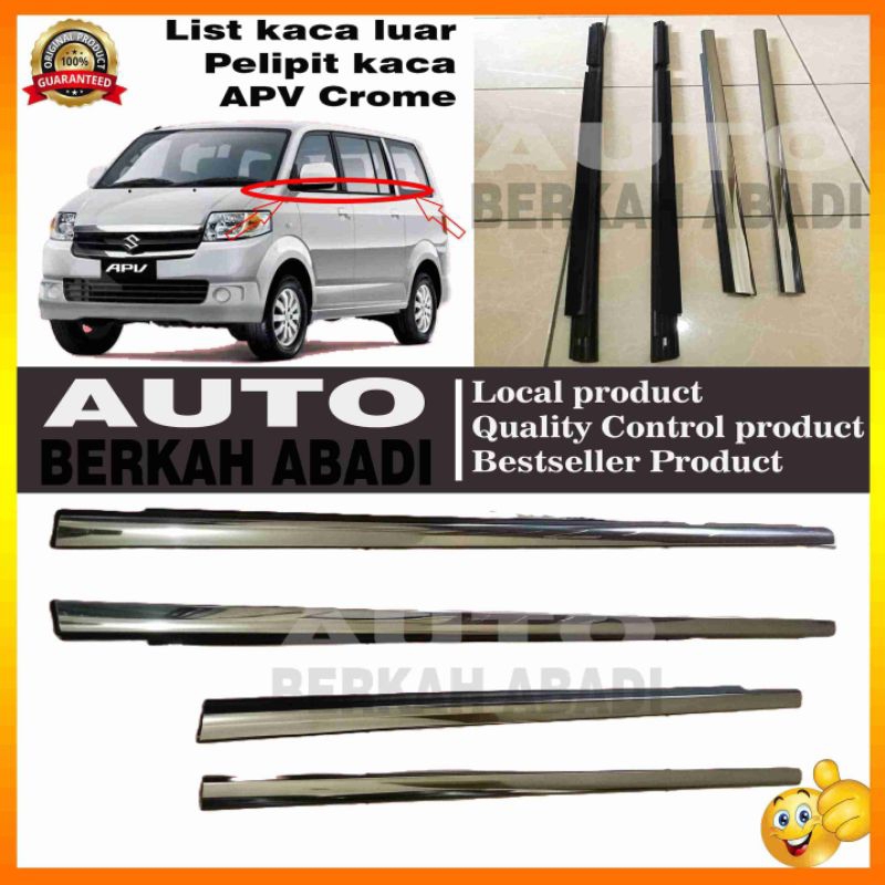 pelipit kaca/list kaca apv crome 1set 4pcs (list kaca luar apv crome)