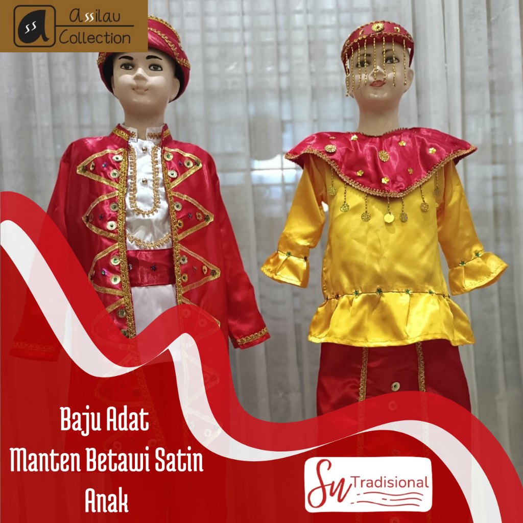 Baju Adat Pengantin Betawi Satin Anak Satuan ( Laki/Perempuan )