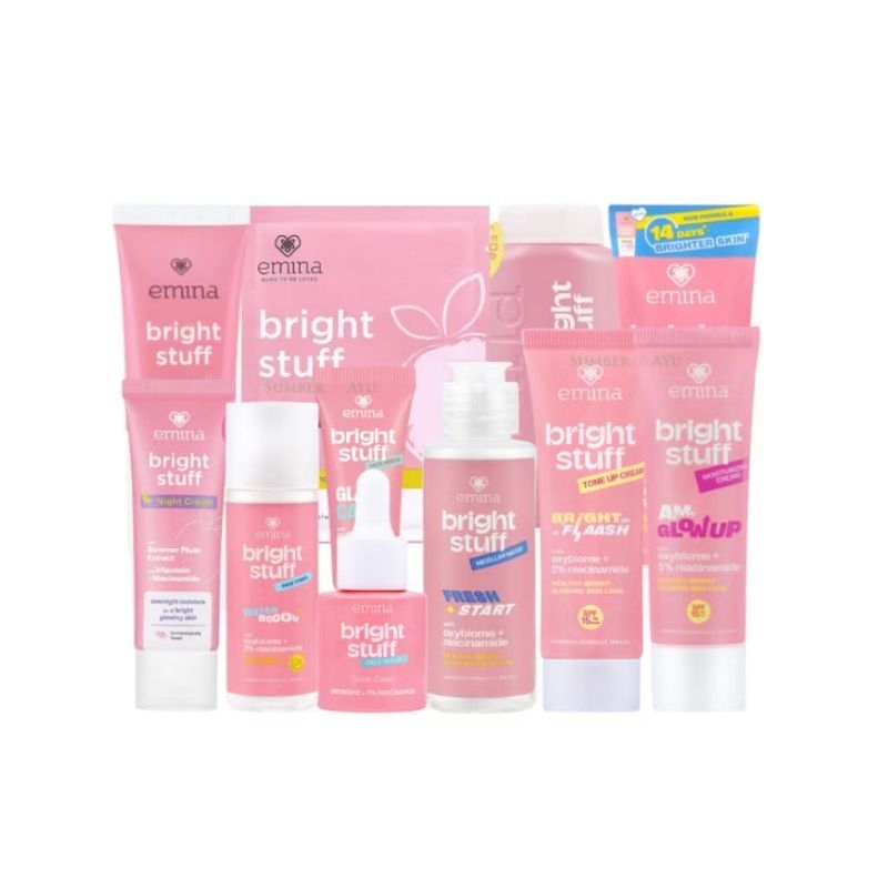 EMINA bright stuff series, face wash, night cream, serum, moisturing cream