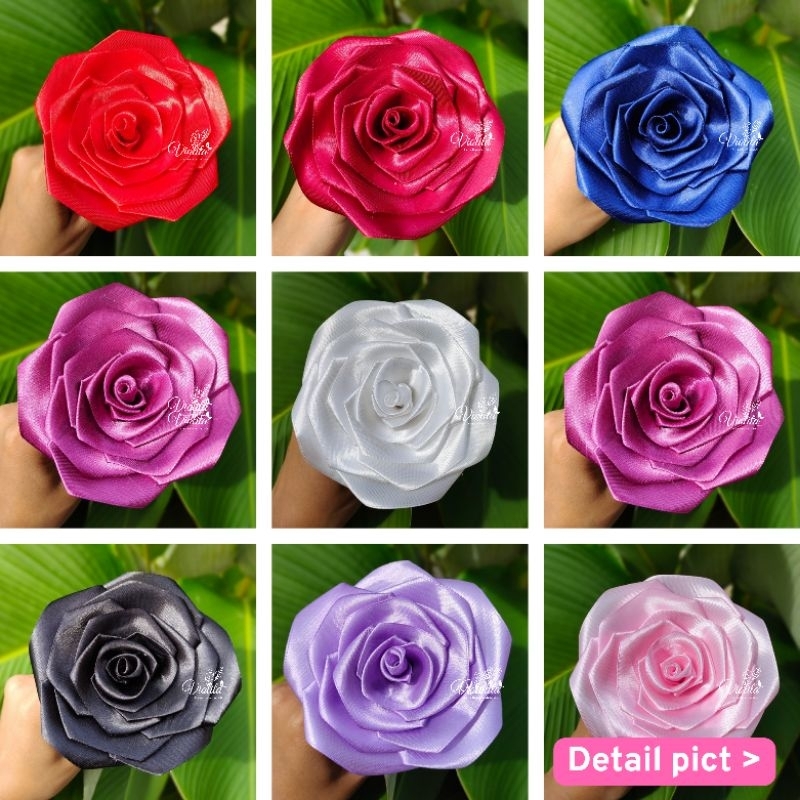 

Bunga Pita Satin (NON GLITER) Full Handmade 10cm