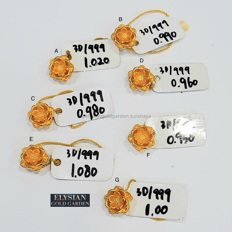 Gelang Tali Charm Emas Bunga Teratai