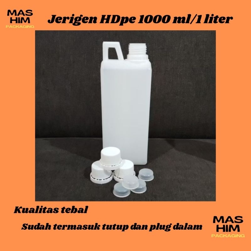 Jerigen 1 Liter HDpe Tebal - Tutup dan Plug dalam