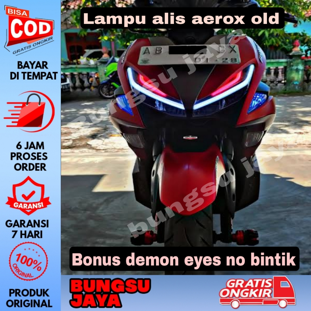 SATU SET LAMPU ALIS DRL AEROX OLD SIAP PASANG BONUS DEMON EYES BERKUALITAS PREMIUM TIDAK BERBINTIK