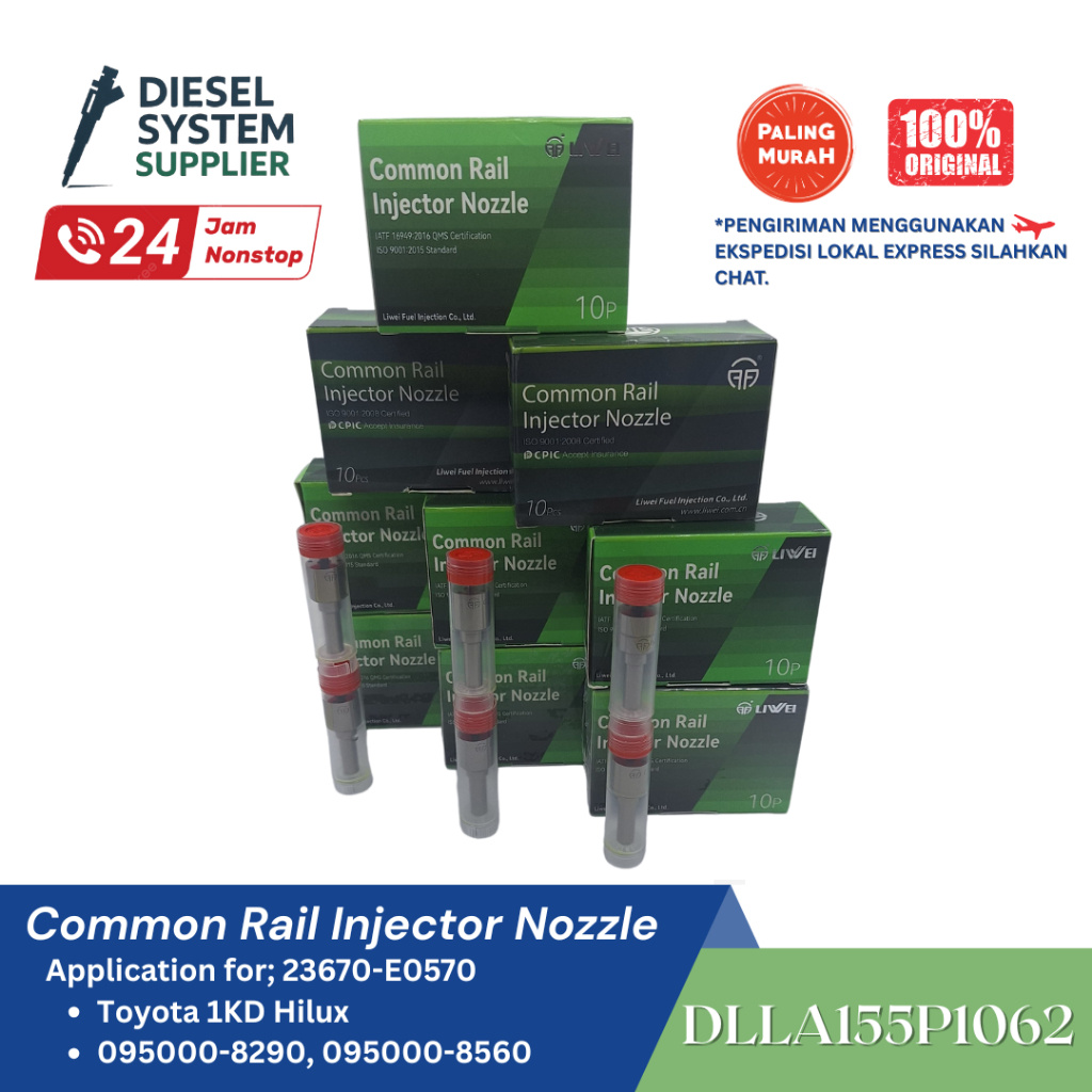 【DLLA155P1062】Nozzle Commonrail Injector Toyota 1KD Hilux Ready Stock Liwei Kualitas Tinggi