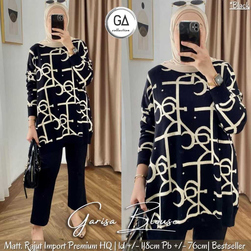 BLOUSE RAJUT WANITA LENGAN PANJANG JUMBO MOTIF TERBARU PAKAIAN WANITA BAJU ATASAN