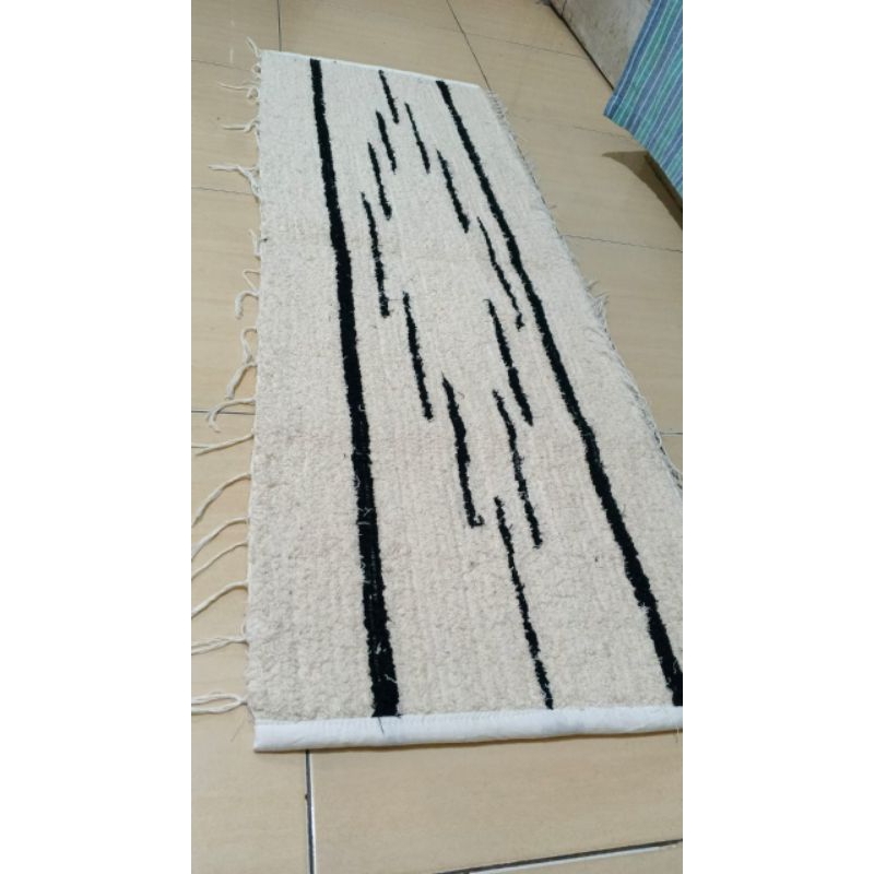 new kest handuk tenun atbm aesthetic warna putih tulang motif songket hitam panjang 120cm dapur kitc