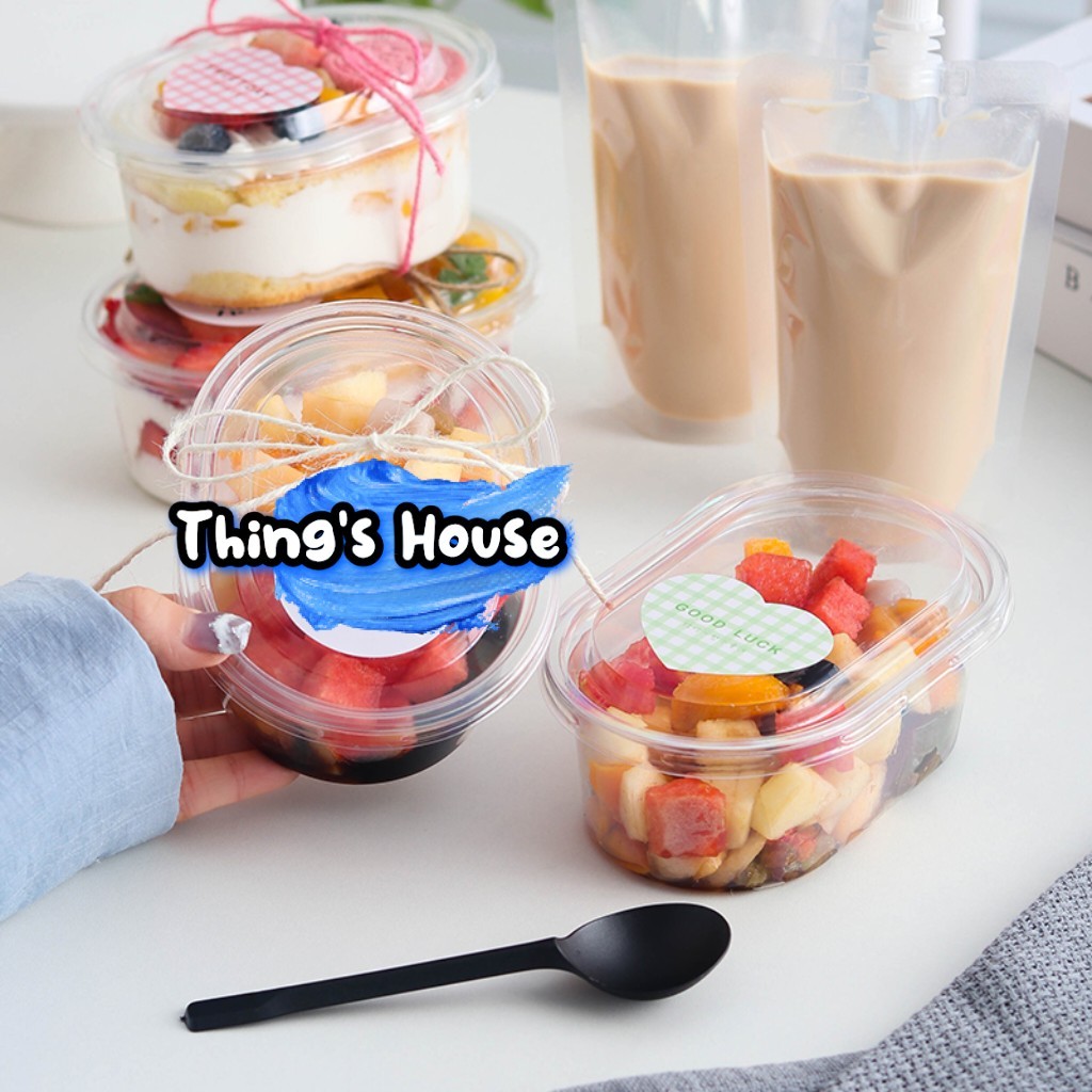 10pcs - 450ml korean dessert box Oval Premium dessert cup tiramisu cup puding cup box mika kue