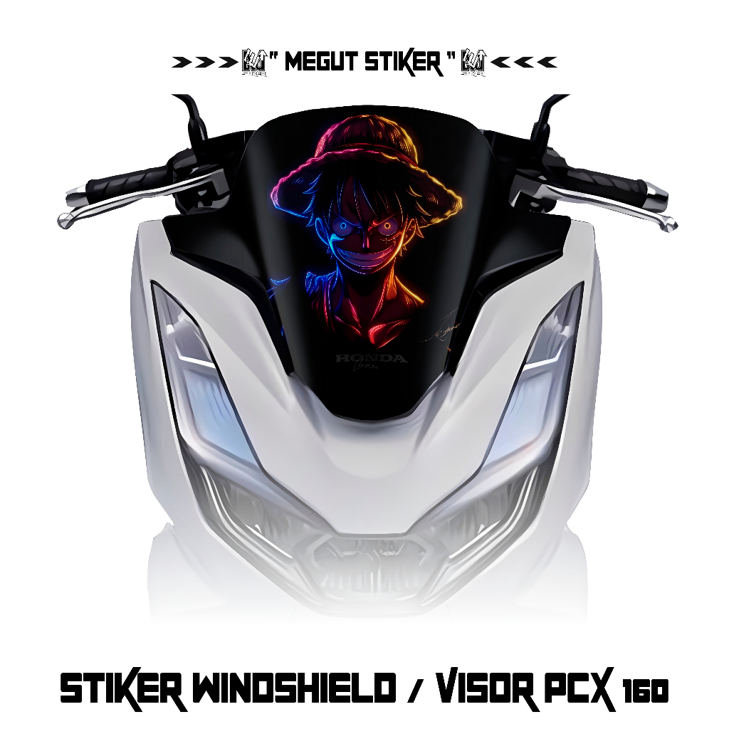Stiker Visor Windshield Tameng Pcx New 160 Tahun 2022-2024 Gambar One Piece (17) Pcx 160 motorcycle