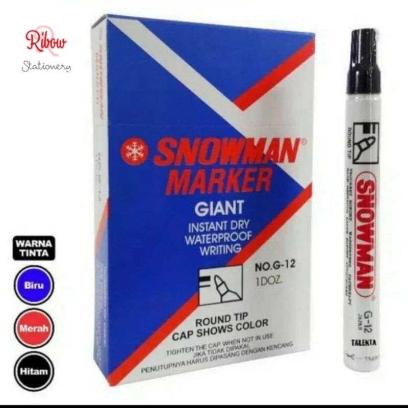 Spidol Permanen G 12 Snowman 1 pack isi 12 pcs